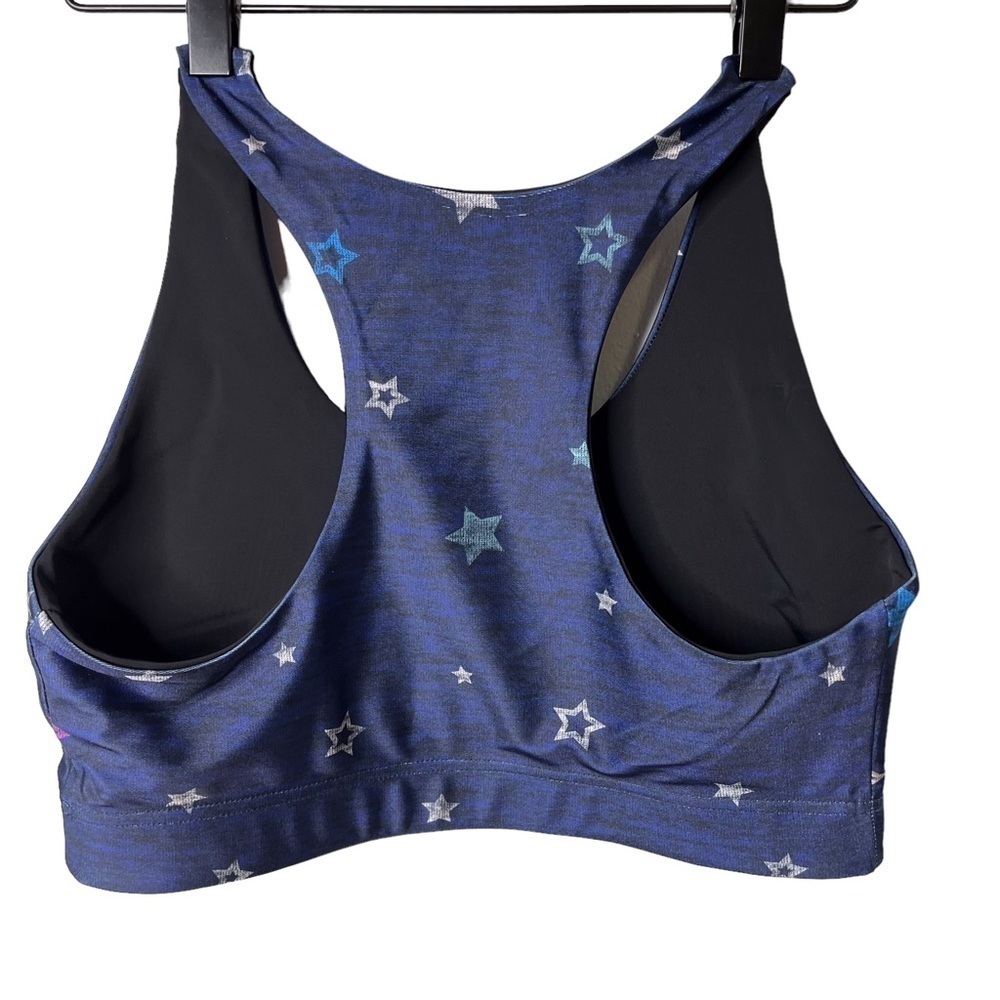 Terez North Star Print Racerback Sports Bra Blue Size Large Scoop Neck - Picture 3 of 5